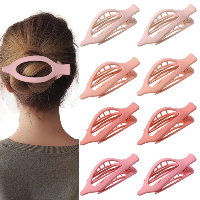 8 Pack Pastel Pink Flat Hair Clips  Cute Matte Gradient Claw Clips for Girls  Women Strong Hold NoSlip Barrettes for Thick or Thin Hair Aesthetic Soft Girl Style Accessories